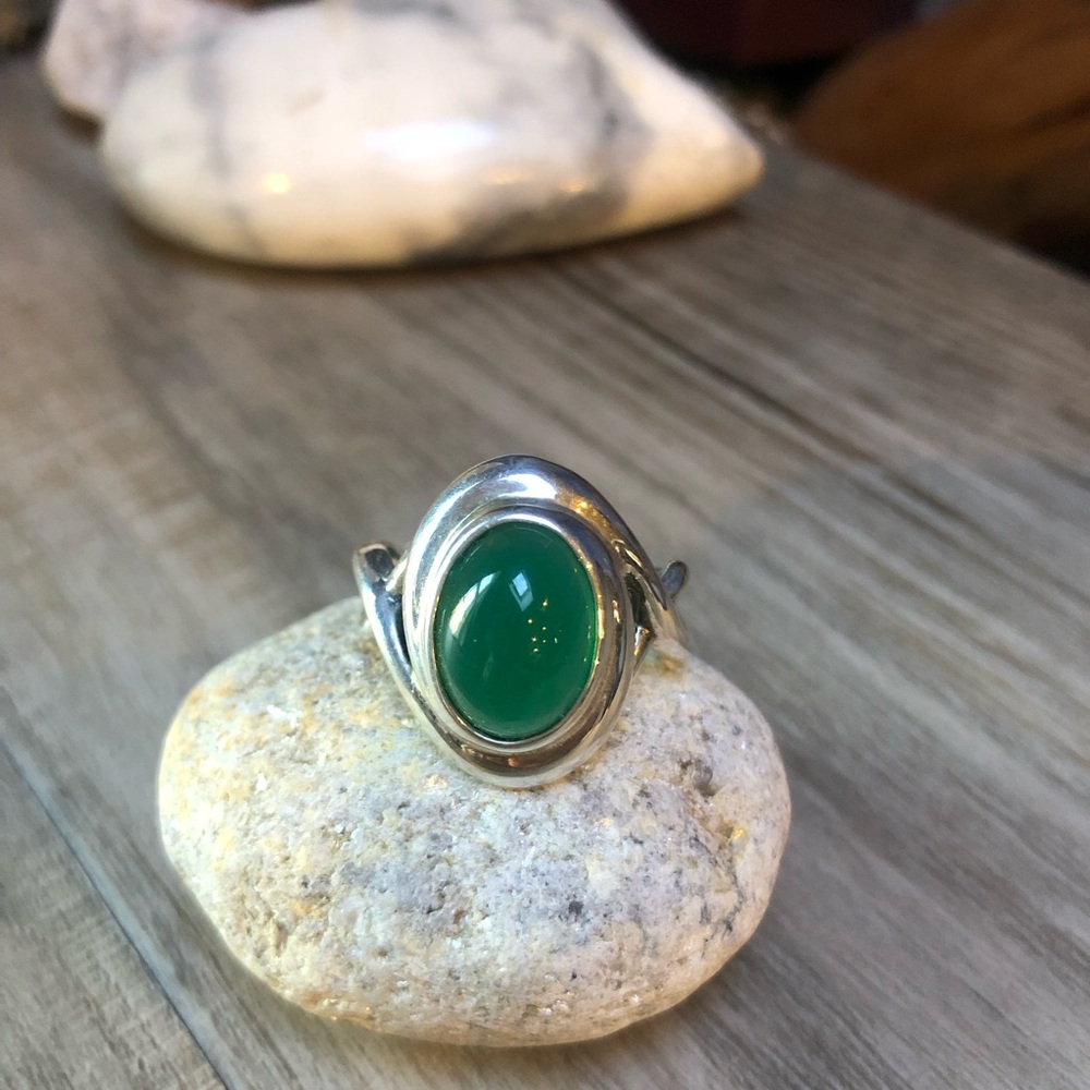 Carolyn Pollack Paradise Green Chalcedony Sterling Ring 10 - Picture 2 of 12